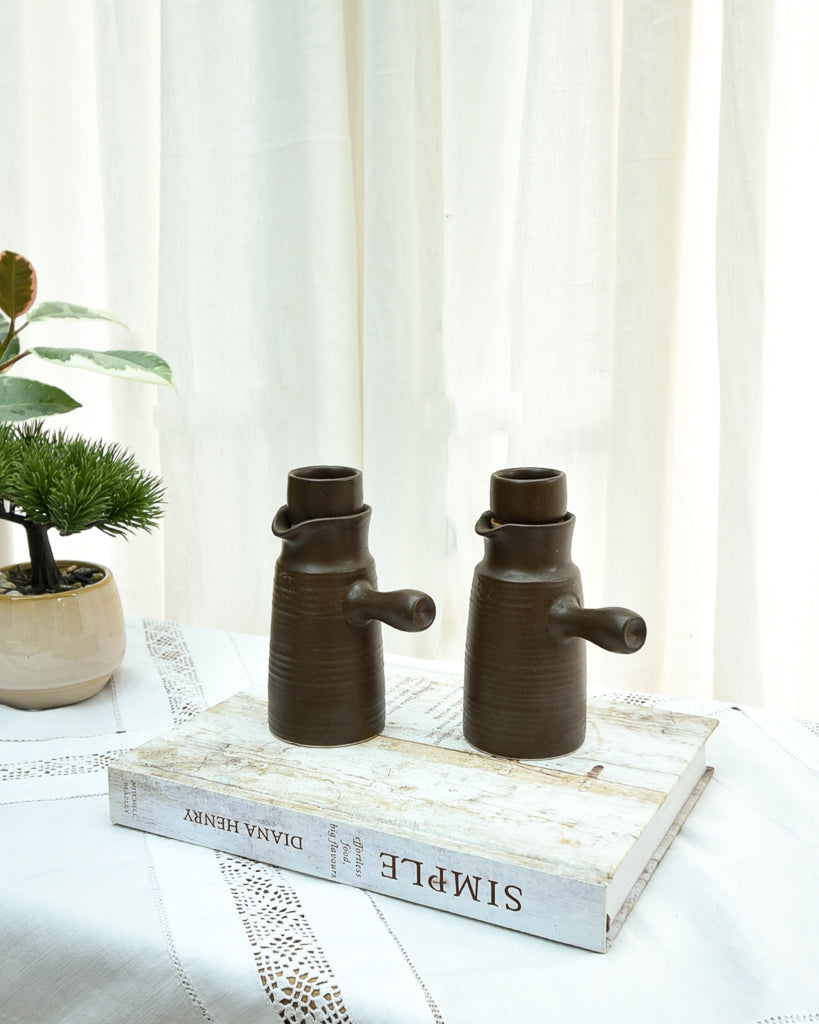 Mid Century Mayflower Oil & Vinegar Bottles Denby-Langley
