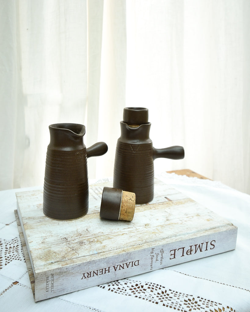 Mid Century Mayflower Oil & Vinegar Bottles Denby-Langley