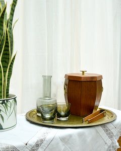 Mid Century Danish Teak & Brass Ice Bucket & Tongs