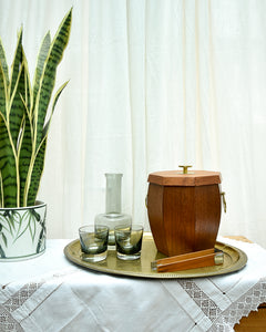 Mid Century Danish Teak & Brass Ice Bucket & Tongs