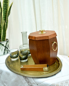 Mid Century Danish Teak & Brass Ice Bucket & Tongs