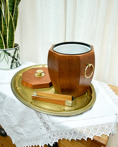 Mid Century Danish Teak & Brass Ice Bucket & Tongs