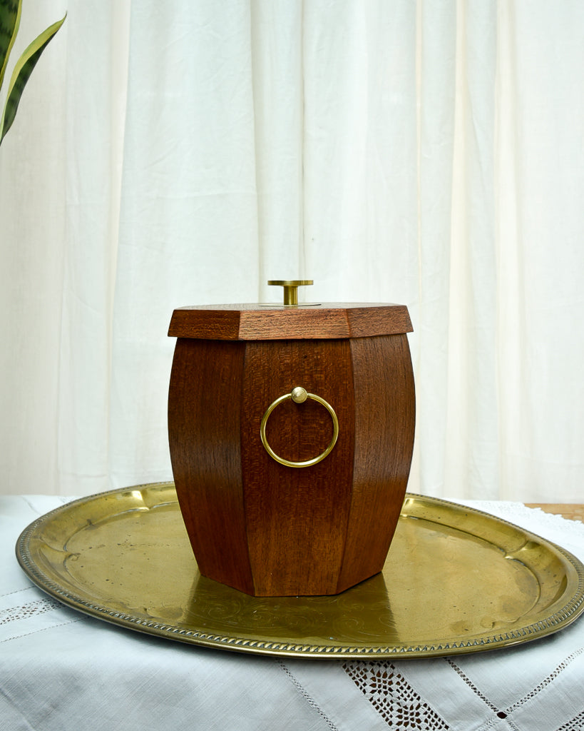 Mid Century Danish Teak & Brass Ice Bucket & Tongs