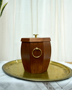 Mid Century Danish Teak & Brass Ice Bucket & Tongs