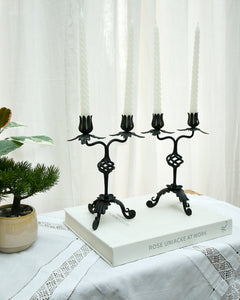 Mid Century Spanish Revival Cast Iron Candlesticks / Candle Holder