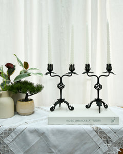 Mid Century Spanish Revival Cast Iron Candlesticks / Candle Holder