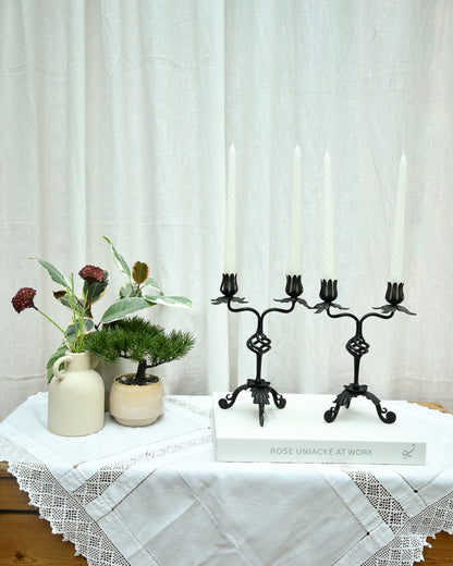 Mid Century Spanish Revival Cast Iron Candlesticks / Candle Holder