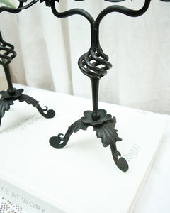 Mid Century Spanish Revival Cast Iron Candlesticks / Candle Holder