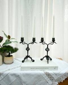 Mid Century Spanish Revival Cast Iron Candlesticks / Candle Holder