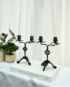 Mid Century Spanish Revival Cast Iron Candlesticks / Candle Holder