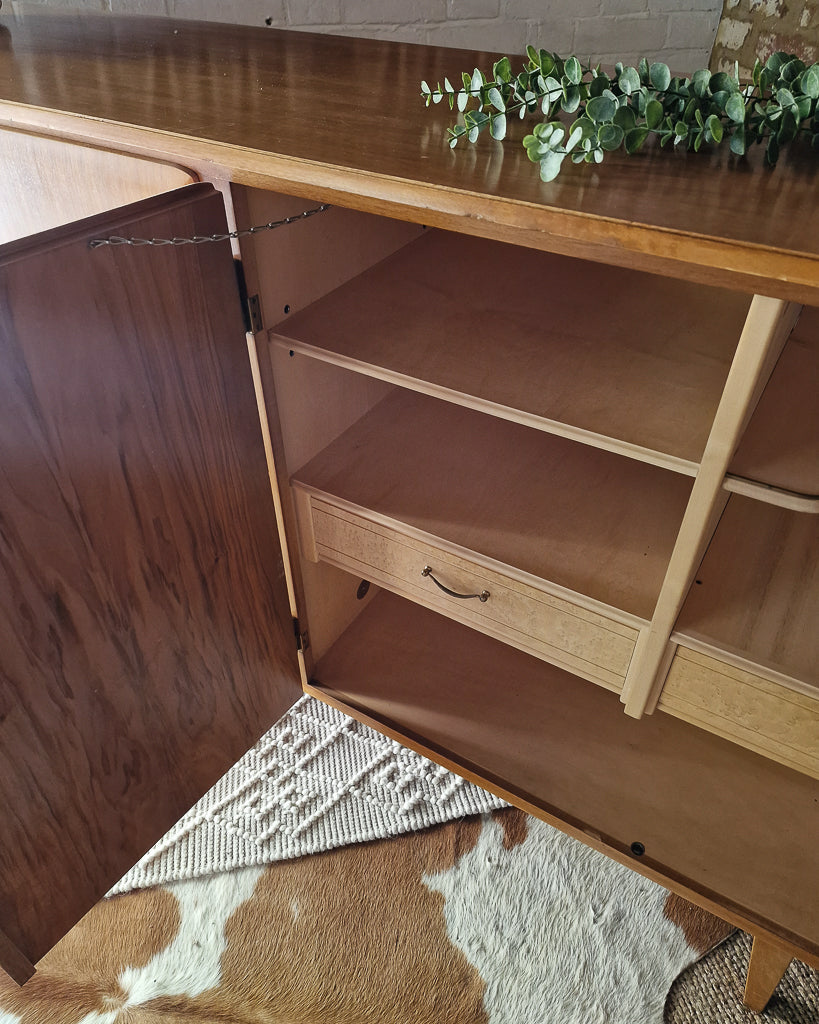 Mid Century Large Teak & Maple Sideboard / Cocktail Cabinet