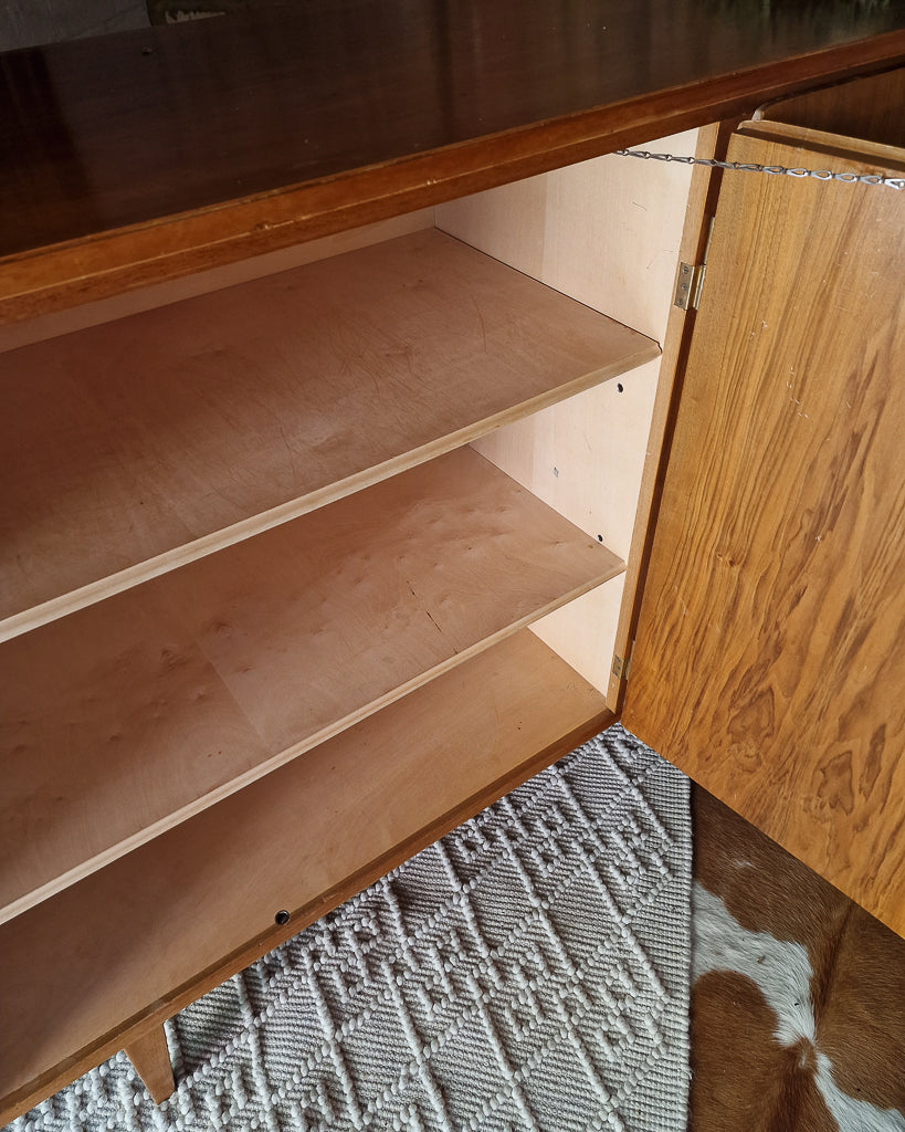 Mid Century Large Teak & Maple Sideboard / Cocktail Cabinet
