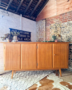 Mid Century Large Teak & Maple Sideboard / Cocktail Cabinet