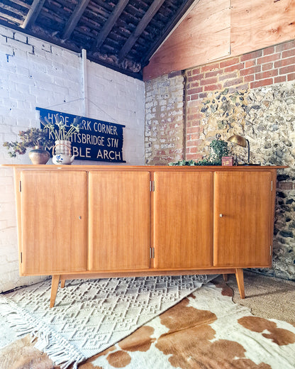 Mid Century Large Teak & Maple Sideboard / Cocktail Cabinet