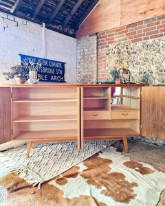 Mid Century Large Teak & Maple Sideboard / Cocktail Cabinet