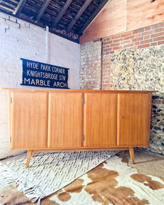 Mid Century Large Teak & Maple Sideboard / Cocktail Cabinet