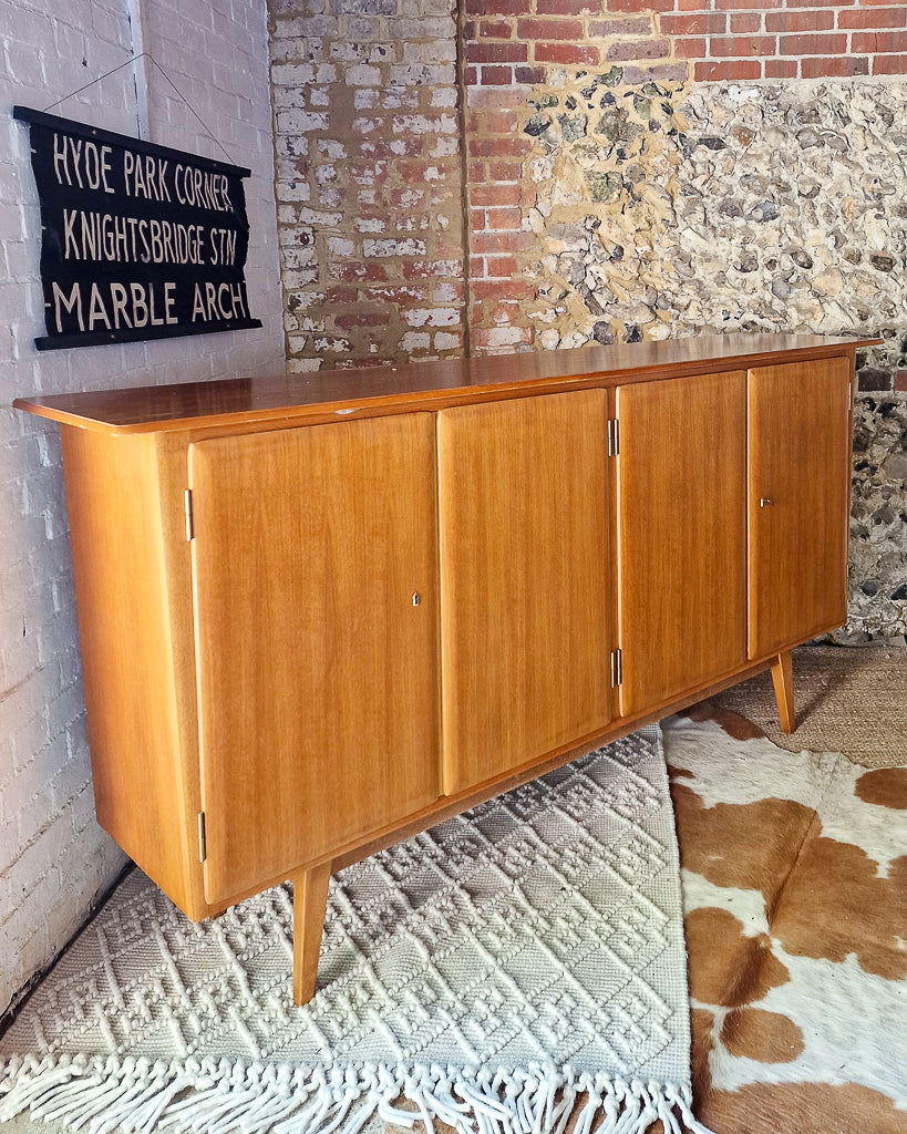 Mid Century Large Teak & Maple Sideboard / Cocktail Cabinet