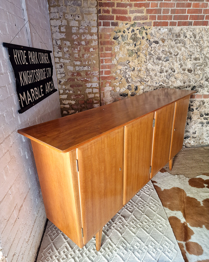 Mid Century Large Teak & Maple Sideboard / Cocktail Cabinet