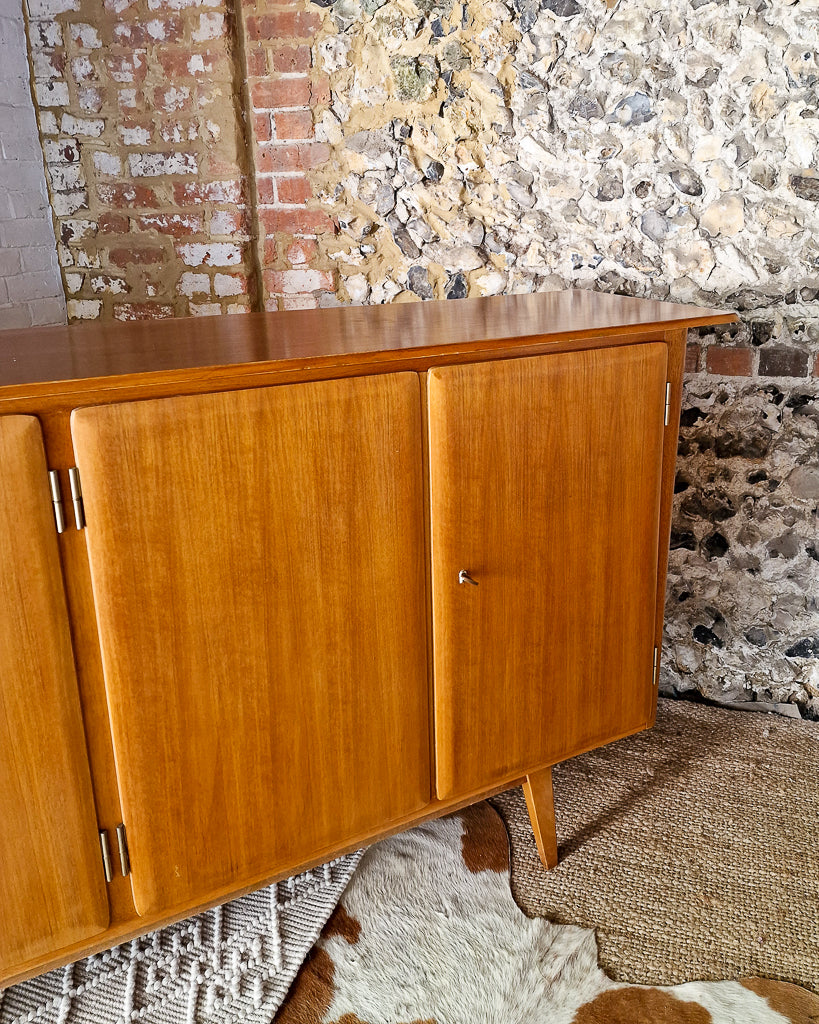Mid Century Large Teak & Maple Sideboard / Cocktail Cabinet