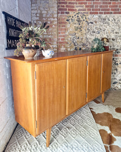 Mid Century Large Teak & Maple Sideboard / Cocktail Cabinet