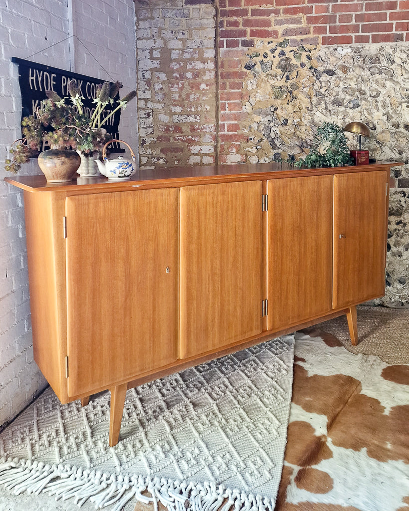Mid Century Large Teak & Maple Sideboard / Cocktail Cabinet