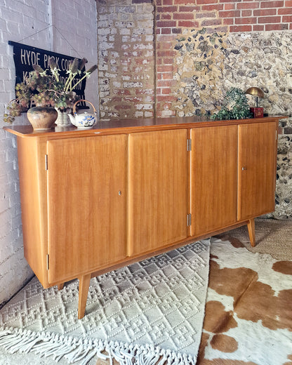 Mid Century Large Teak & Maple Sideboard / Cocktail Cabinet