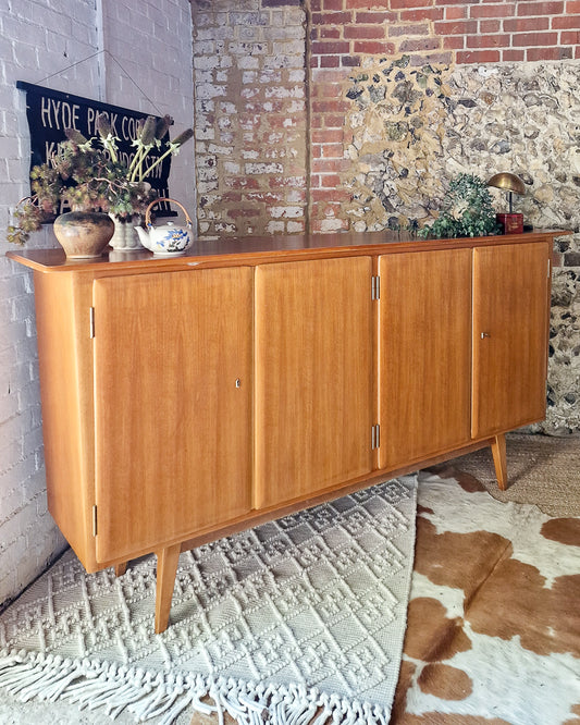 Mid Century Large Teak & Maple Sideboard / Cocktail Cabinet