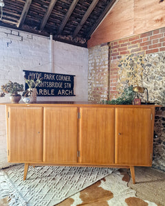 Mid Century Large Teak & Maple Sideboard / Cocktail Cabinet