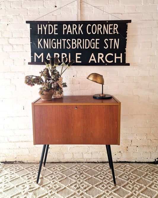 Mid Century Small Cocktail Cabinet / Sideboard Drop Down Door