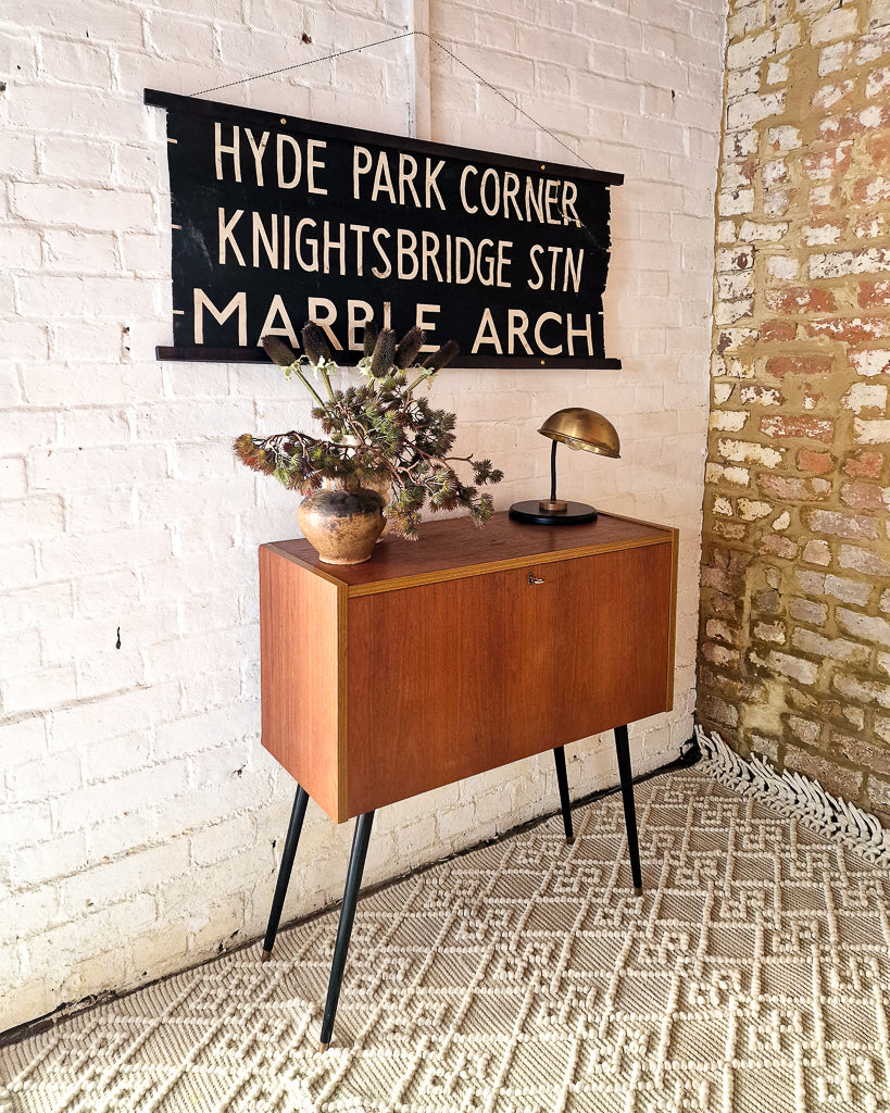 Mid Century Small Cocktail Cabinet / Sideboard Drop Down Door