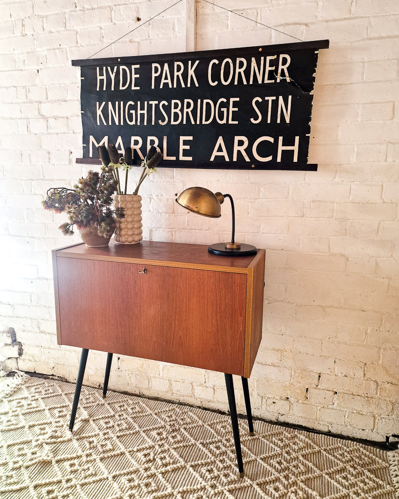 Mid Century Small Cocktail Cabinet / Sideboard Drop Down Door