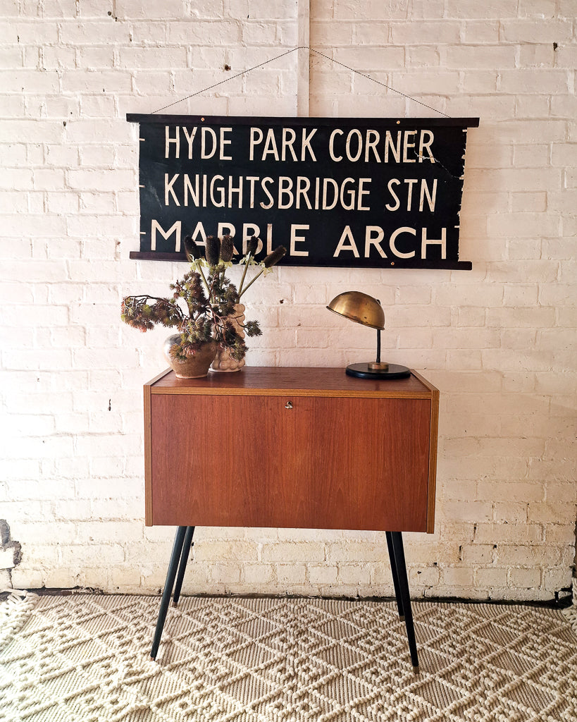 Mid Century Small Cocktail Cabinet / Sideboard Drop Down Door