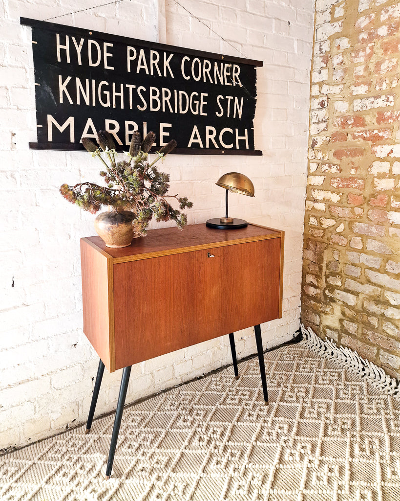 Mid Century Small Cocktail Cabinet / Sideboard Drop Down Door