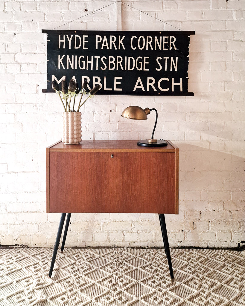 Mid Century Small Cocktail Cabinet / Sideboard Drop Down Door