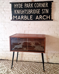 Mid Century Small Cocktail Cabinet / Sideboard Glass Sliding Door