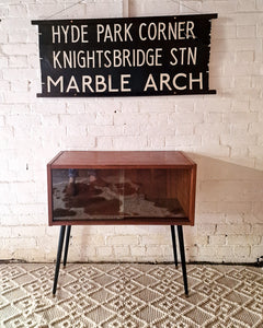 Mid Century Small Cocktail Cabinet / Sideboard Glass Sliding Door