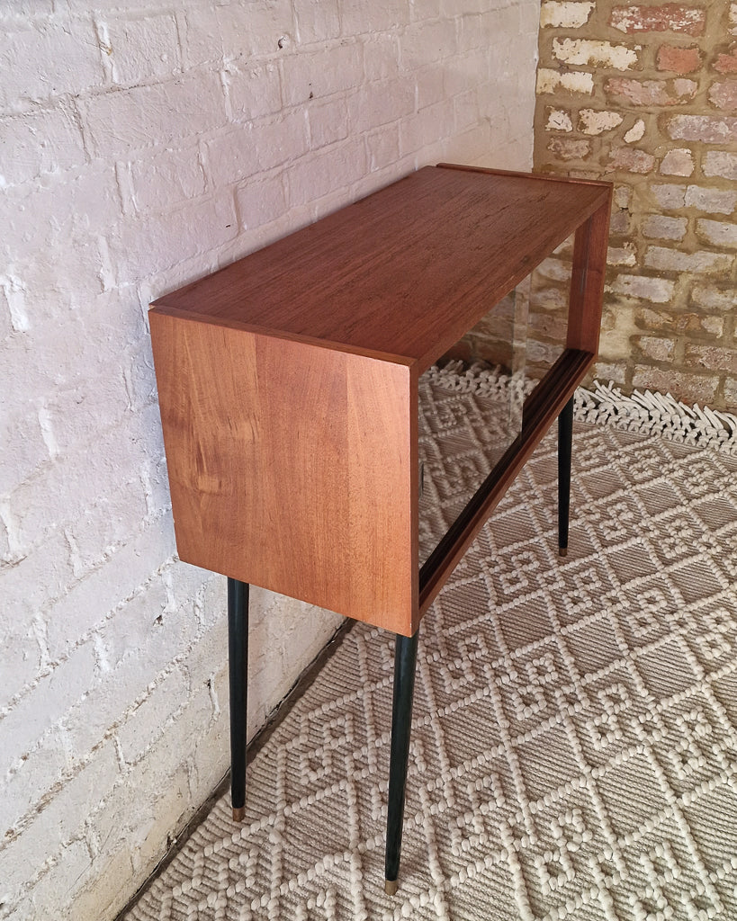 Mid Century Small Cocktail Cabinet / Sideboard Glass Sliding Door
