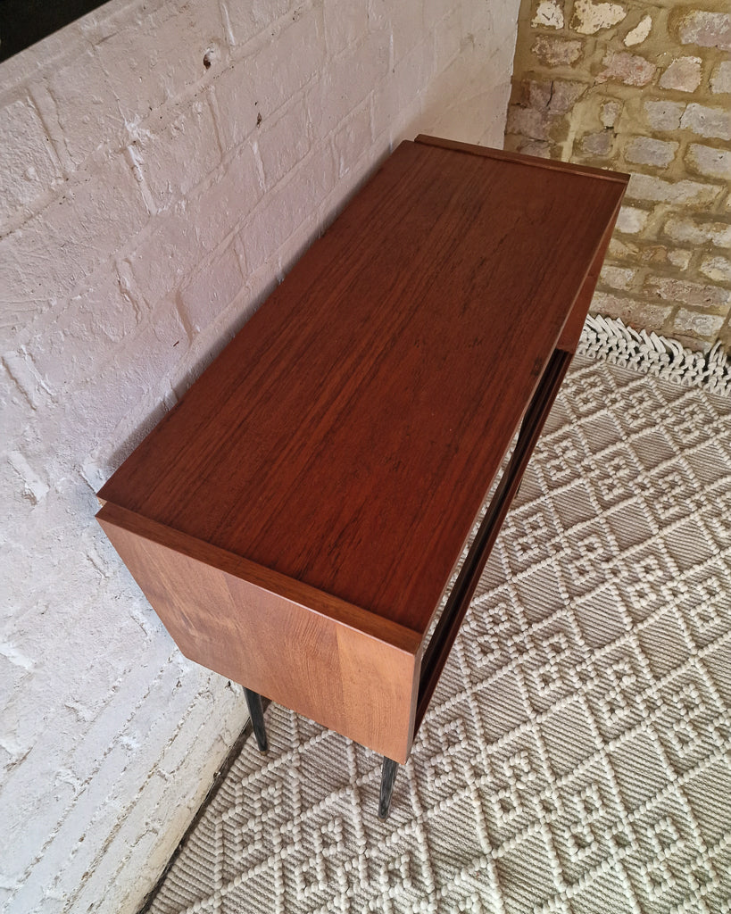 Mid Century Small Cocktail Cabinet / Sideboard Glass Sliding Door