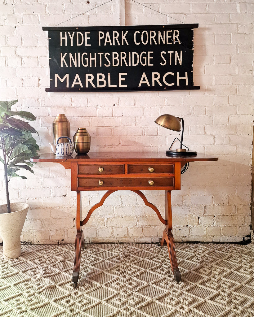 Georgian / Victorian Style Extending Burr Yew Wood Side End Lamp Card Table