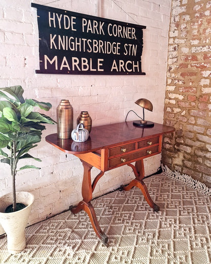 Georgian / Victorian Style Extending Burr Yew Wood Side End Lamp Card Table