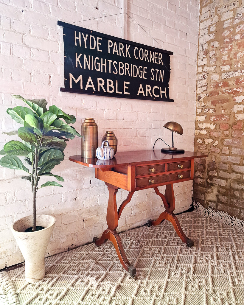 Georgian / Victorian Style Extending Burr Yew Wood Side End Lamp Card Table