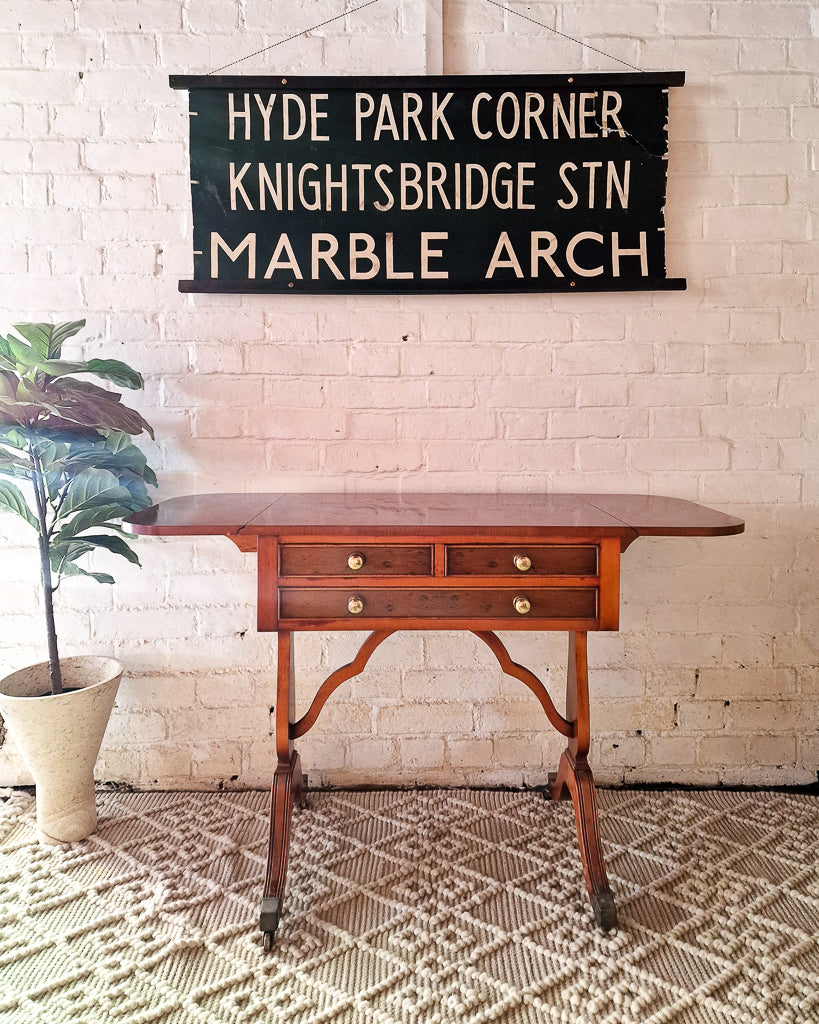 Georgian / Victorian Style Extending Burr Yew Wood Side End Lamp Card Table