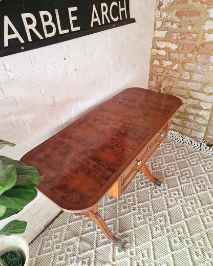 Georgian / Victorian Style Extending Burr Yew Wood Side End Lamp Card Table