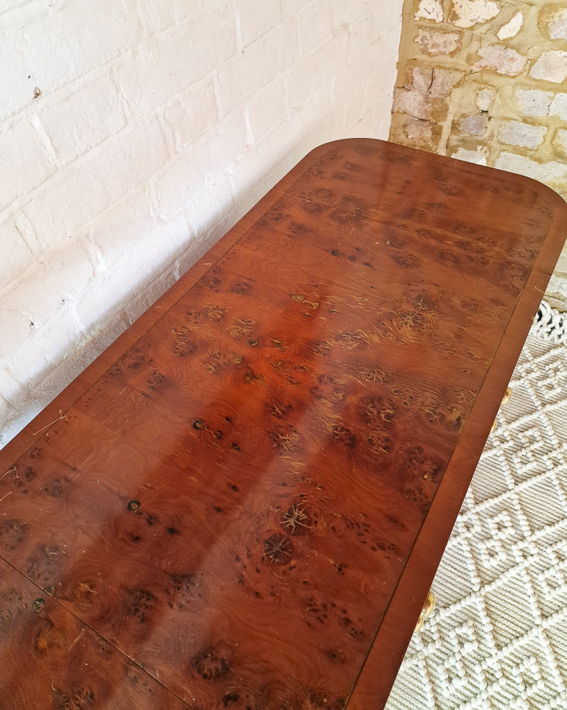 Georgian / Victorian Style Extending Burr Yew Wood Side End Lamp Card Table