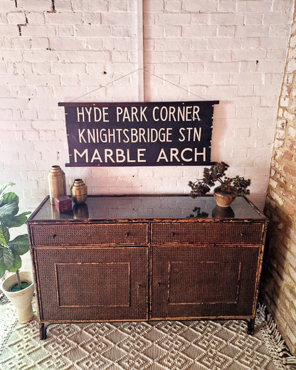 Mid Century Dark Brown Bamboo and Rattan Sideboard