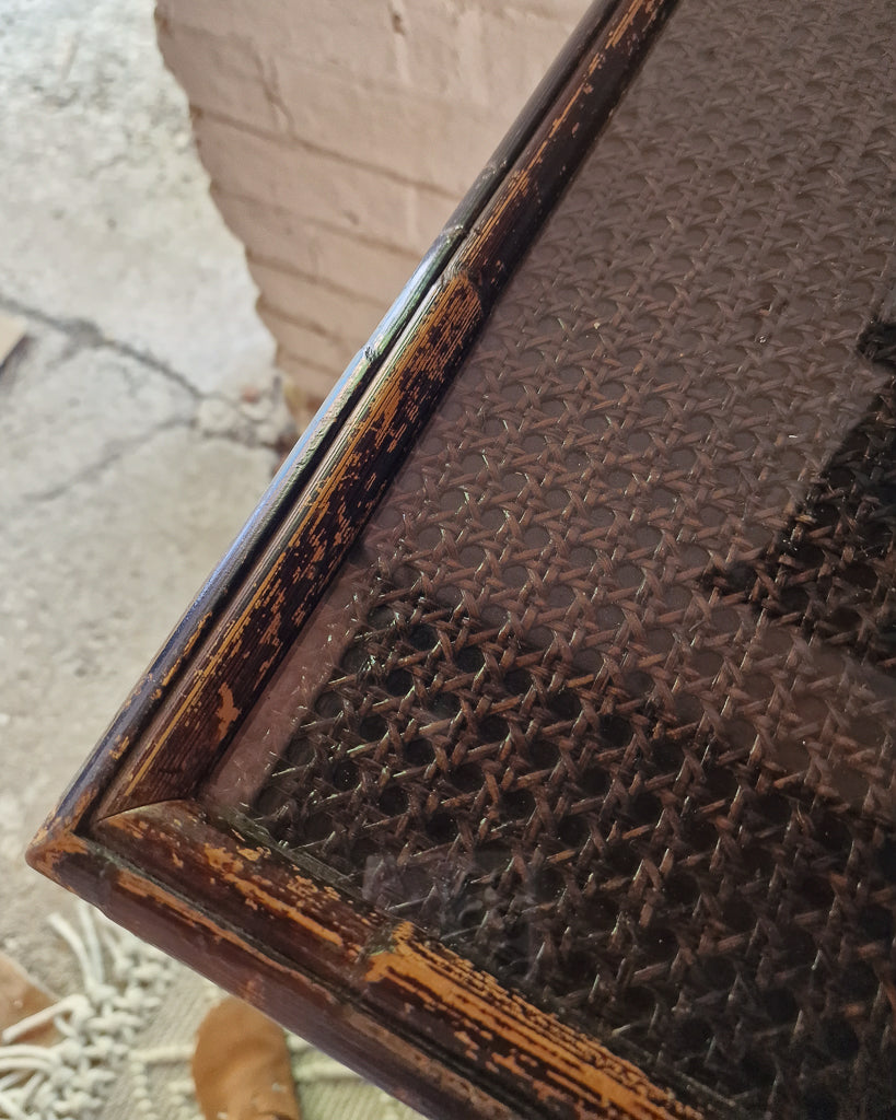 Mid Century Dark Brown Bamboo and Rattan Sideboard