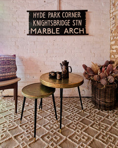Vintage Indian Brass Top on Dansette Legs Side Table Set