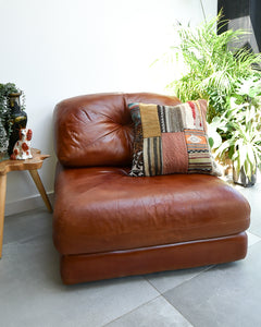 Mid Century Italian Leather Modular Lounge Sofa Chair