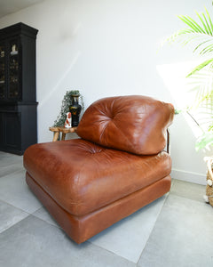 Mid Century Italian Leather Modular Lounge Sofa Chair