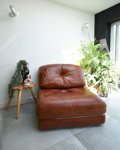 Mid Century Italian Leather Modular Lounge Sofa Chair